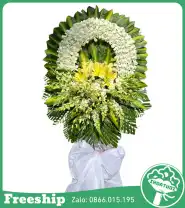 Vòng Hoa Lan Trắng Ly Vàng – Tưởng Nhớ Vô Hạn - Mã: I-070 - Giá: 900.000đ