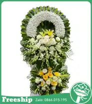 Kệ Hoa Đám Tang 2 Tầng Mix Ly Hồng Vàng - Mã: I-078 - Giá: 1.300.000đ