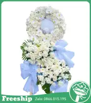 Vòng Hoa Mix Trắng Lan Hồ Điệp Sang – Trang Trọng - Mã: I-082 - Giá: 2.200.000đ