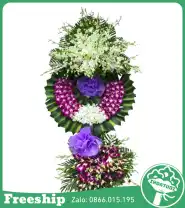 Vòng Hoa Tím Trắng – Tưởng Niệm - Mã: I-092 - Giá: 1.300.000đ