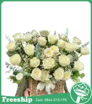 Giỏ Hoa Viếng Tone Trắng Kính Viếng - Mã: I-094 - Giá: 550.000đ