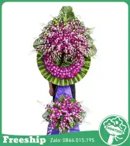 Vòng Hoa Đám Tang Lan Tím 2 Tầng