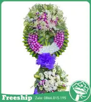 Vòng Hoa Đám Tang Lan Tím 2 Tầng