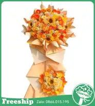 Kệ Hoa Chúc Mừng Tone Vàng Cam 2 Tầng - Mã: I-126 - Giá: 1.300.000đ