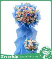 Kệ Hoa Chúc Mừng Tone Xanh Dương 2 Tầng - Mã: I-130 - Giá: 1.300.000đ