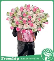 Giỏ Hoa Tone Hồng Khai Trương May Mắn
