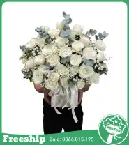 Giỏ Hoa Viếng Tone Trắng Kính Viếng