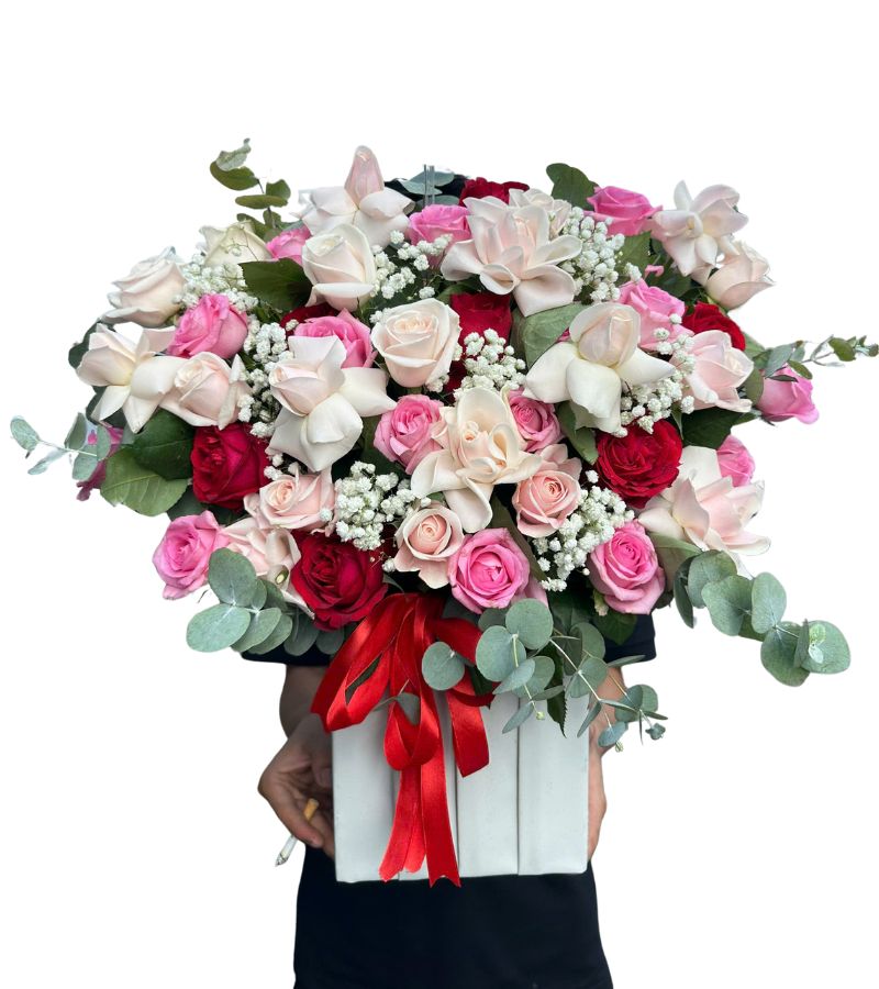 Giỏ Hoa Hồng Mix Tổng Hợp