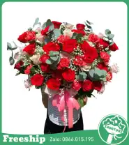 Giỏ Hoa Chúc Mừng Tone Đỏ Rực Rỡ - Mã: I-150 - Giá: 650.000đ
