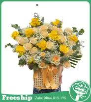 Giỏ Hoa Chúc Mừng Tone Vàng - Mã: I-153 - Giá: 600.000đ
