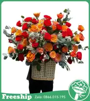 Giỏ Hoa Tone Cam May Mắn