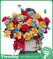 Giỏ Hoa Chúc Mừng Hân Hoan Ngập Tràn - Mã: I-161 - Giá: 500.000đ