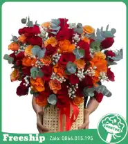 Giỏ Hoa Chúc Mừng An Nhiên &amp; Thịnh Vượng