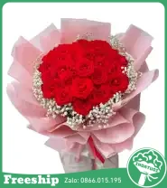 Bó Hoa Tone Đỏ Hồng Yêu Thương Đong Đầy - Mã: I-197 - Giá: 550.000đ