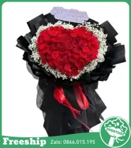Bó Hoa Trái Tim Hoa Đỏ Giấy Bọc Đen - Mã: I-225 - Giá: 1.200.000đ