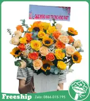Giỏ Hoa Chúc Mừng Mix Vàng Hướng Dương