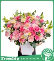 Giỏ Hoa Chúc Mừng Sắc Hồng Kiêu Sa