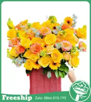 Giỏ Hoa Chúc Mừng Tone Vàng