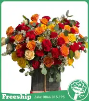 Giỏ Hoa Tone Cam May Mắn