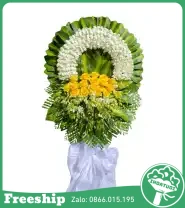 Vòng Hoa Viếng Truyền Thống Vàng Trắng - Mã: I-177 - Giá: 900.000đ